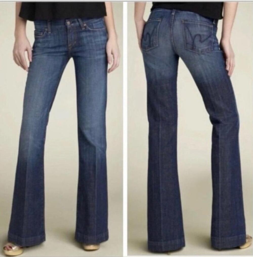 Citizens of Humanity #3 Faye Low Waist Flare Dark Denim Stretch Jeans Sz 31 Y2K